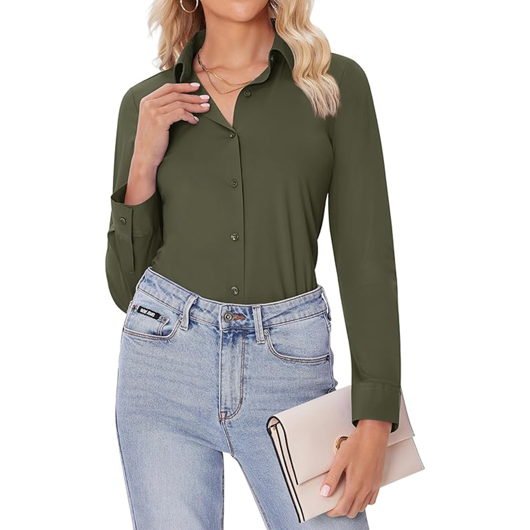 Women Long Sleeve Button Down Shirt 18