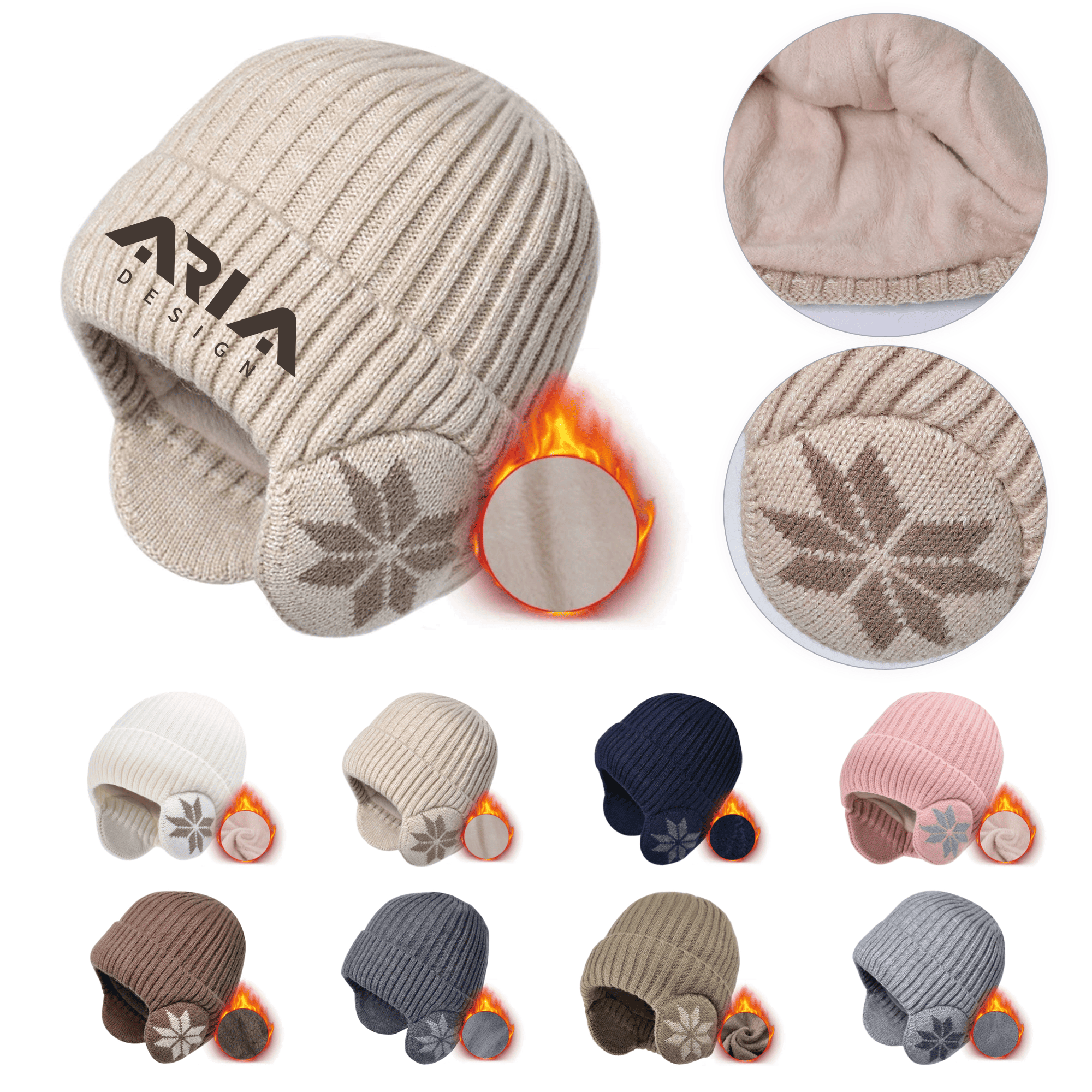 Warm Fleece Lined Knitted Ear Flap Beanie 2