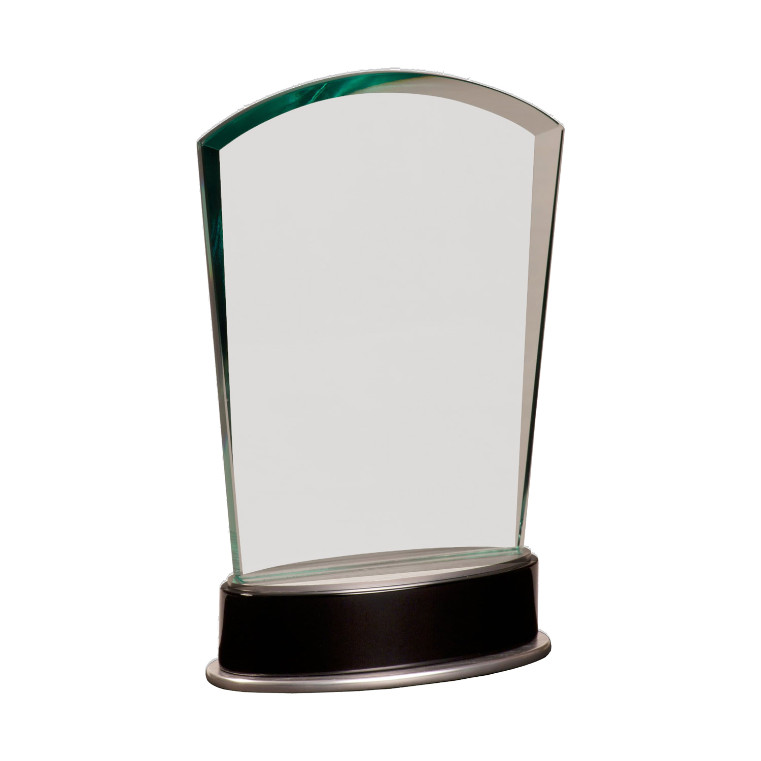 8 3/4" Jade Fan Metro Glass Award w/ Silver and Black Piano Finish Base 3