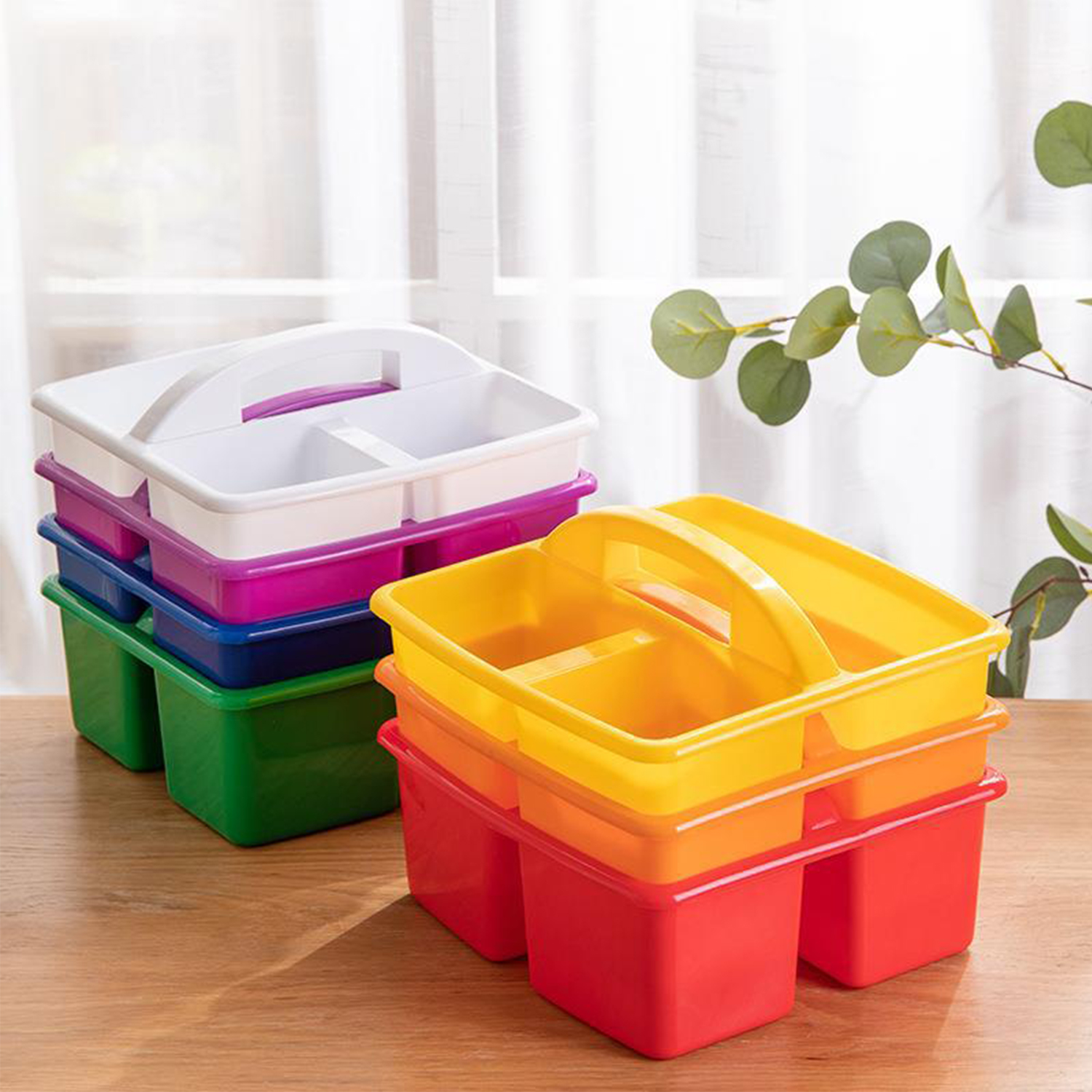 3 Compartment Plastic Storage Caddy with Handle 10