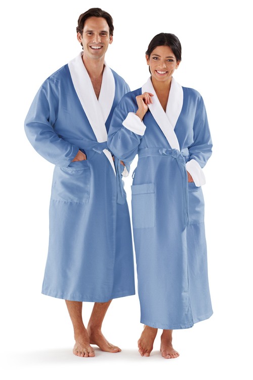 Microfiber Shawl Collar Bathrobe w/ french terry lining 3