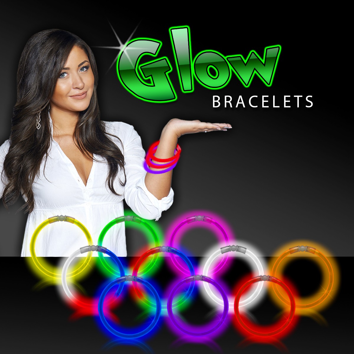 8" Single Color Superior Light Up Glow Bracelet(Pad Print)