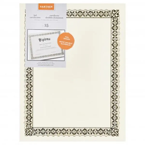 15-Pack Gartner Studios Gold Foil Certificates 1