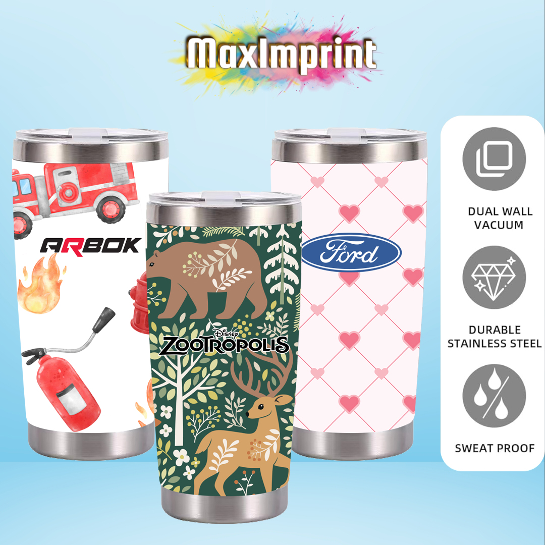 MaxImprint 20oz Stainless Steel Car Cup Tumbler with Lid Full Wrap Full Color Imprint Included 5