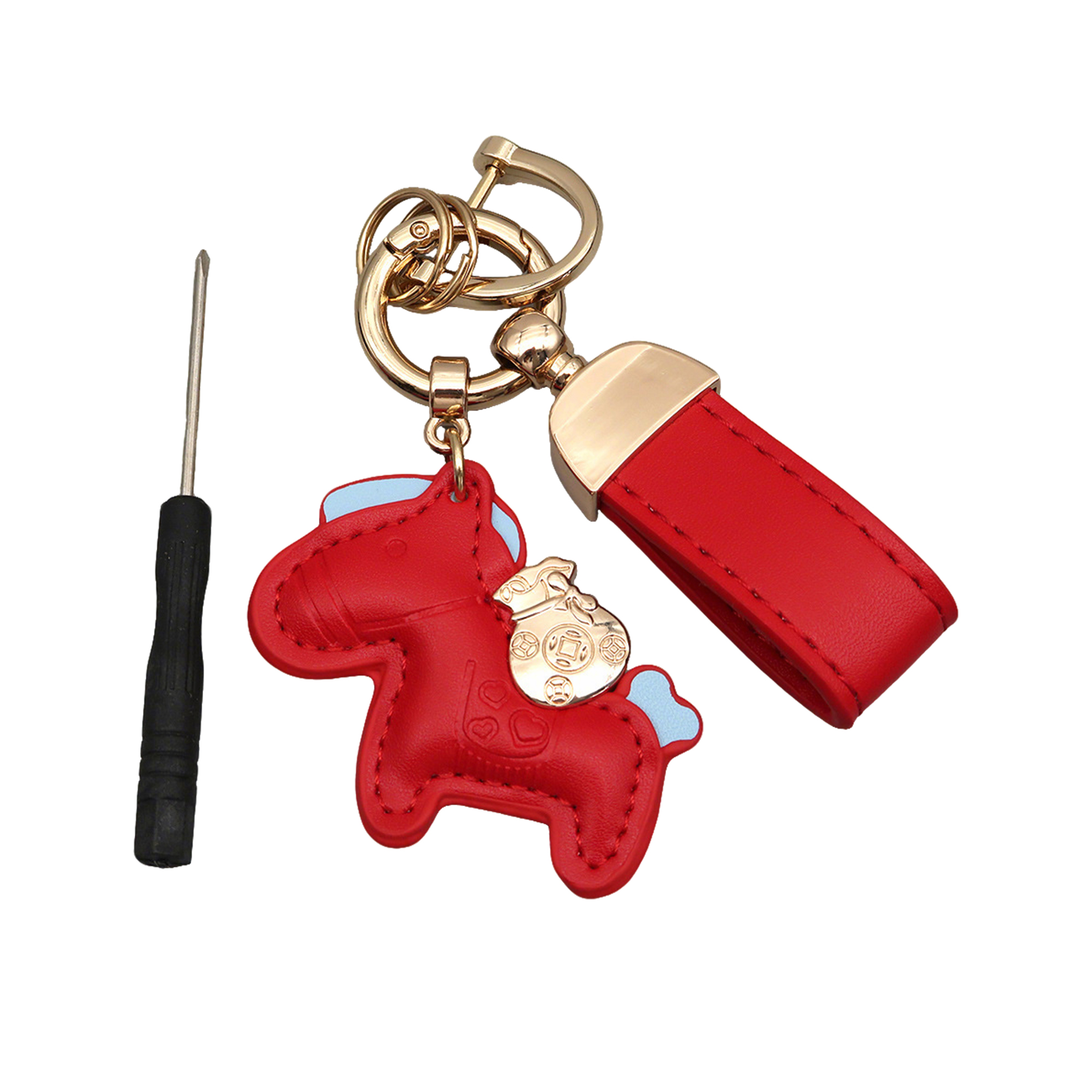 Polyurethane Pony Figure Key Ring With Strap 6.7" Length 19