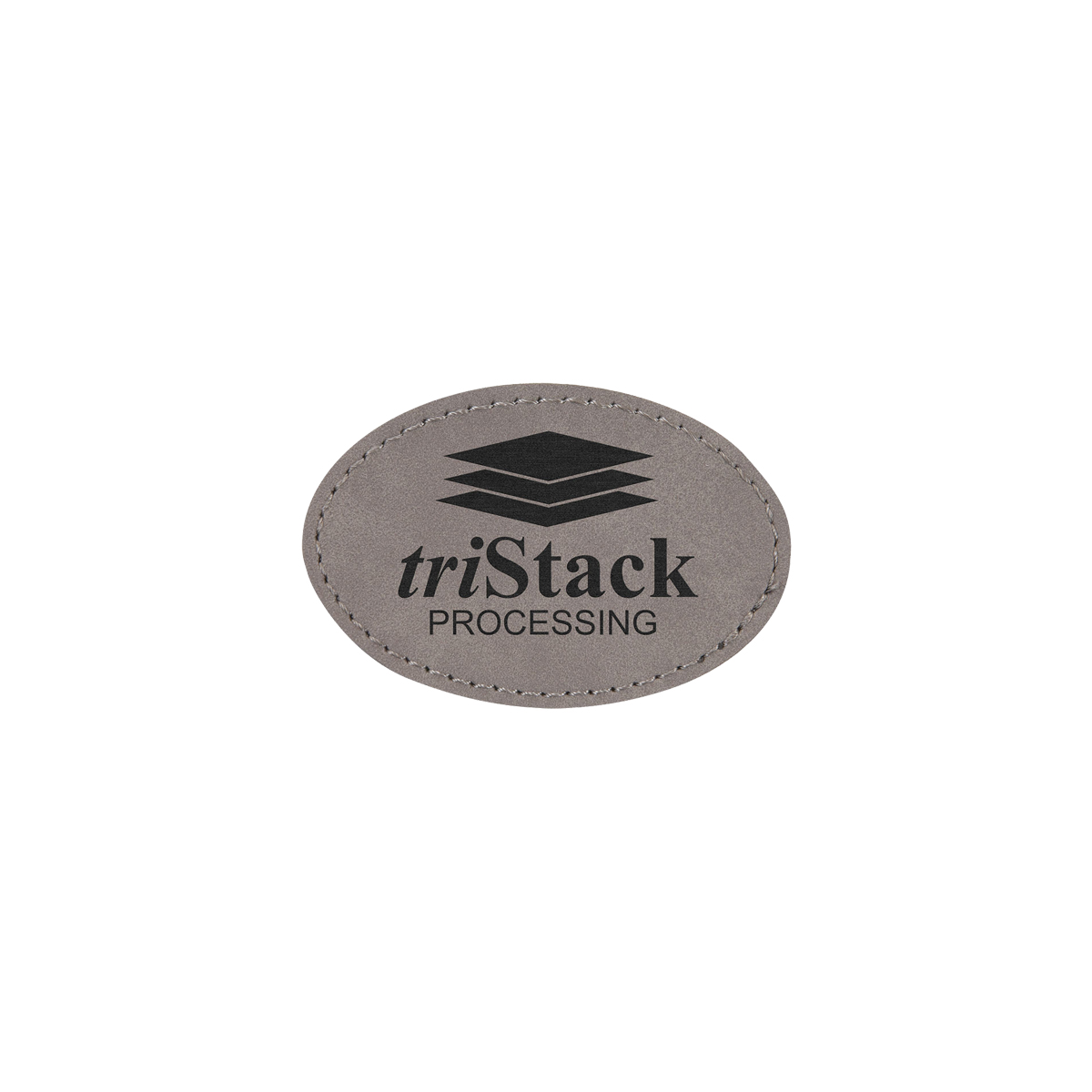3" x 2" Gray Leatherette Oval Patch with Adhesive