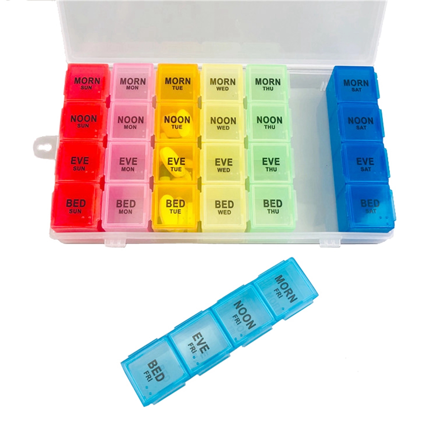 28 Case Rainbow Color Weekly 7 Day Pill Box 1
