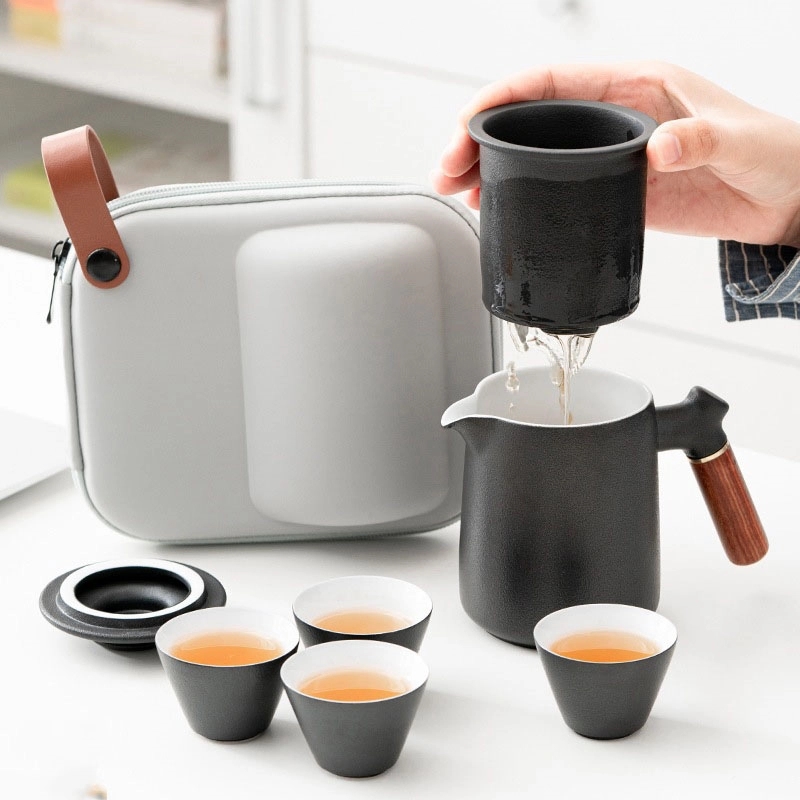 Custom Travel Ceramic Tea Pot Set 11