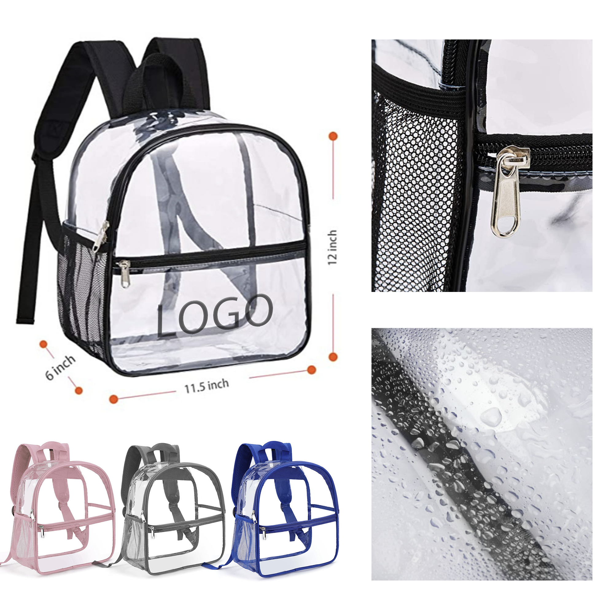 MOQ 10 PCS Durable PVC Transparent Backpack 2