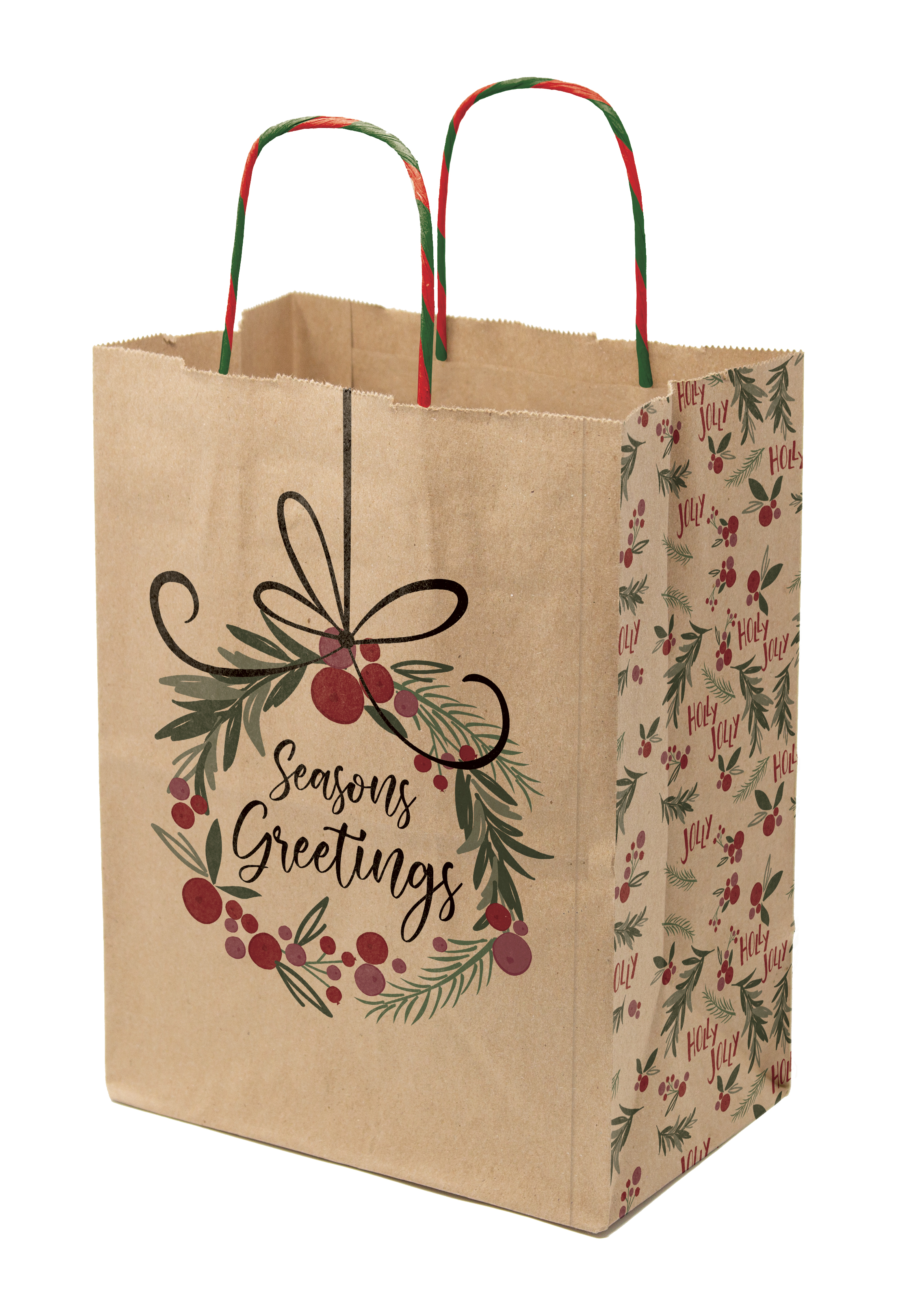Full Color Natural Brown Holiday Handle Shopper 8.5" x 10.25" x 5" 4