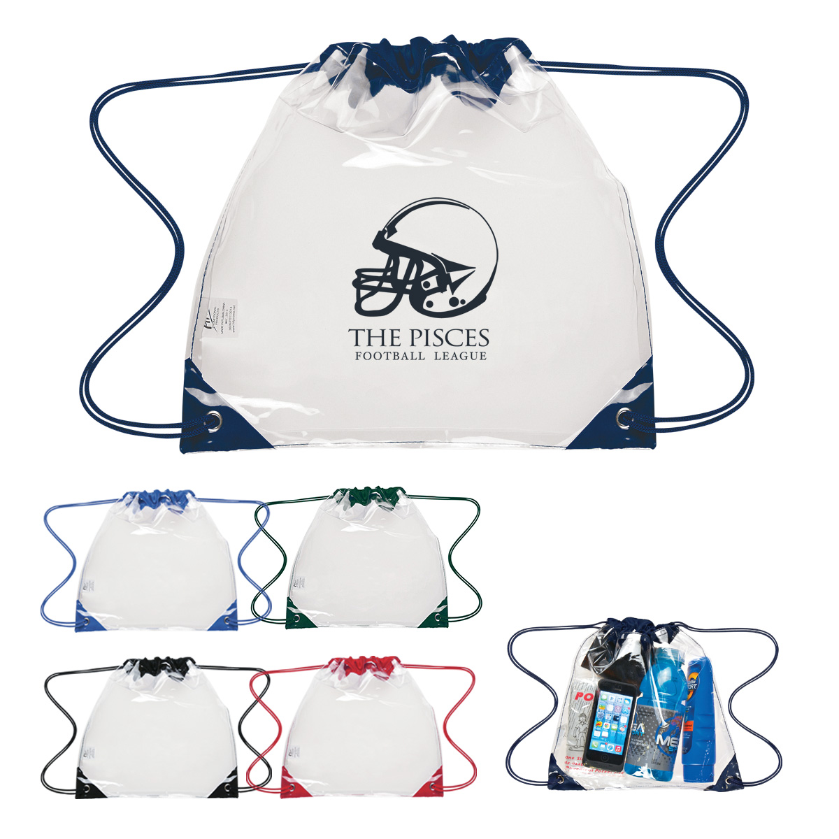 Touchdown Clear EVA Drawstring Backpack 6