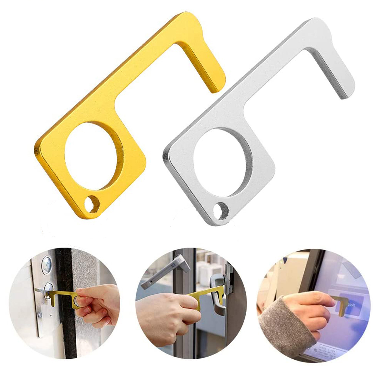 Handheld Non-Contact Door Opener & Stylus Keychain Tool 2