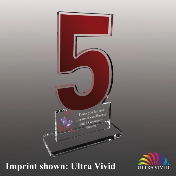 Number Five Shaped Acrylic Award - Ultra Vivid Color