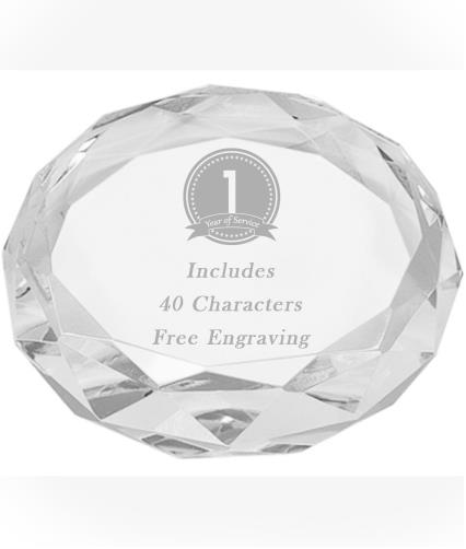 Crystal circle Facet Paperweight 3" 2