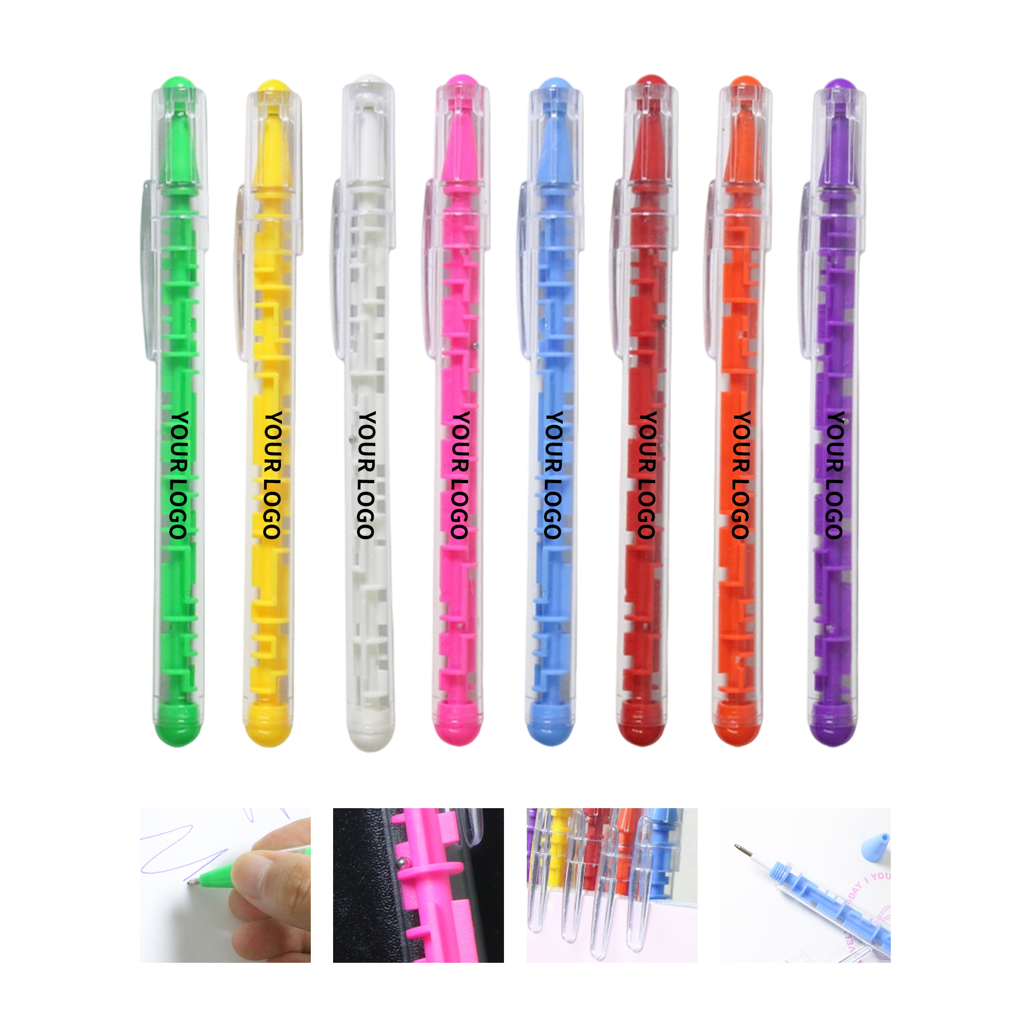 Plastic Ballpoint Pen With Colorful Maze Design Novelty Style 1