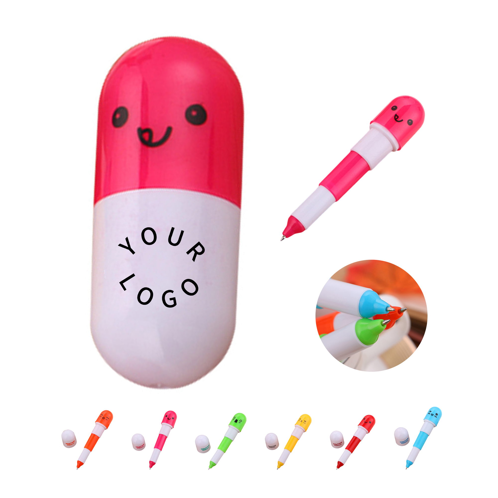 Plastic Pill Shaped Telescopic Ballpoint Pen 5