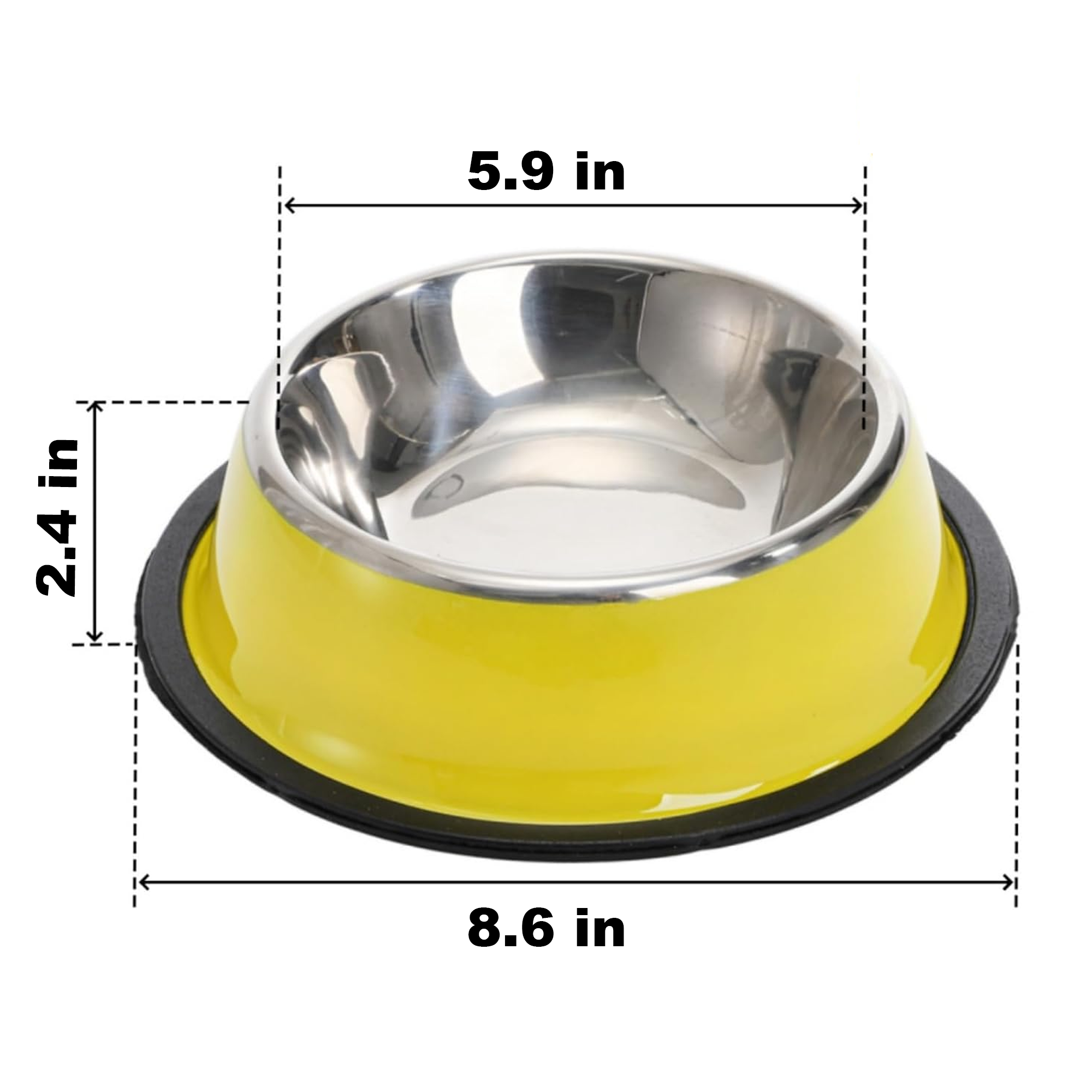 Stainless Steel Dog Bowl With Rubber Base 3