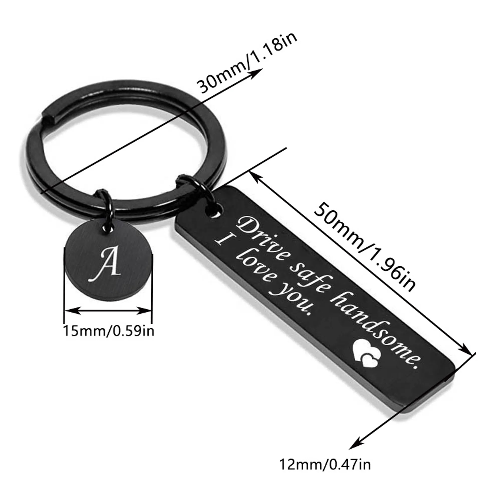 Stainless Steel Letter Keychain 8