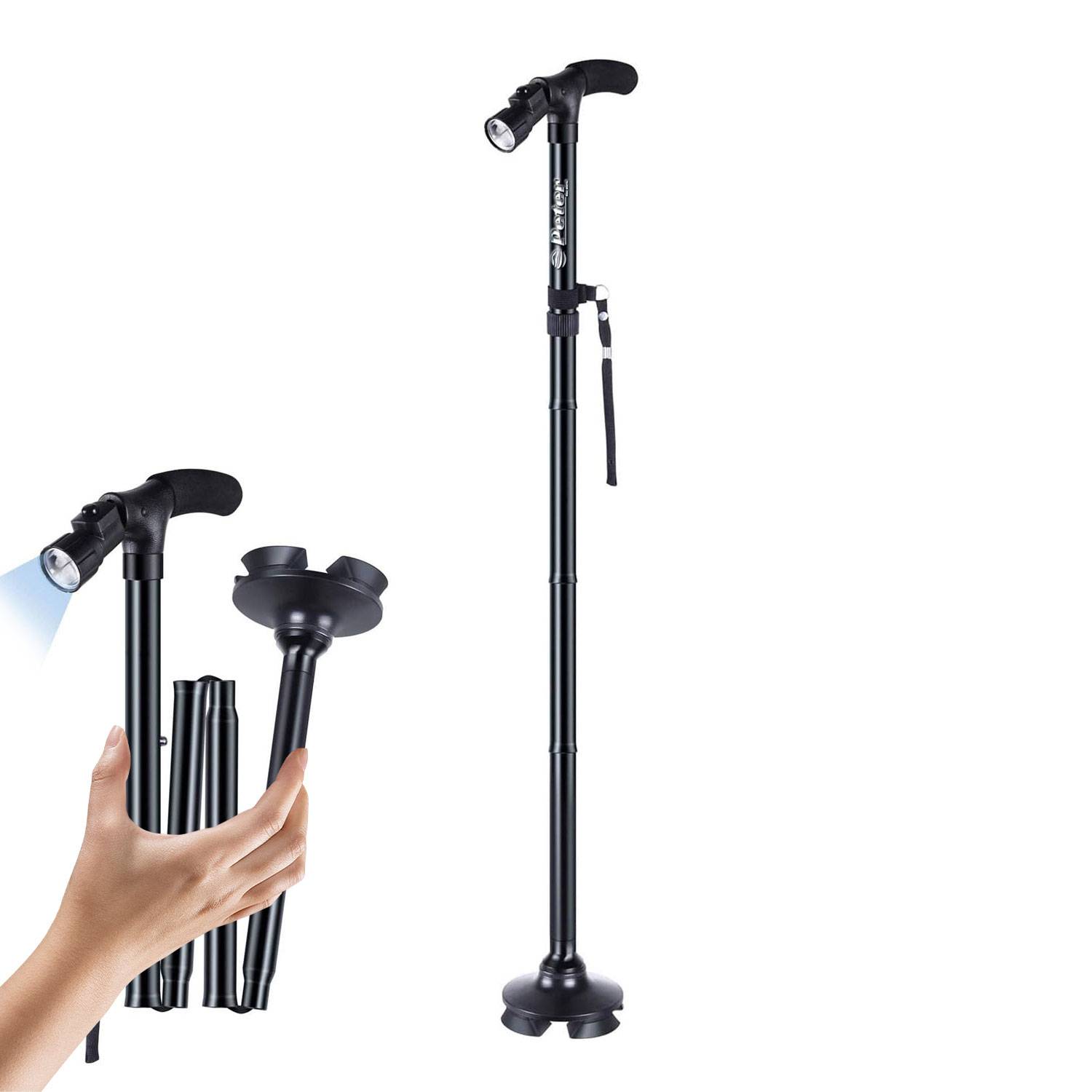 Adjustable Potrable Non-Slip LED Folding Walking Cane 8