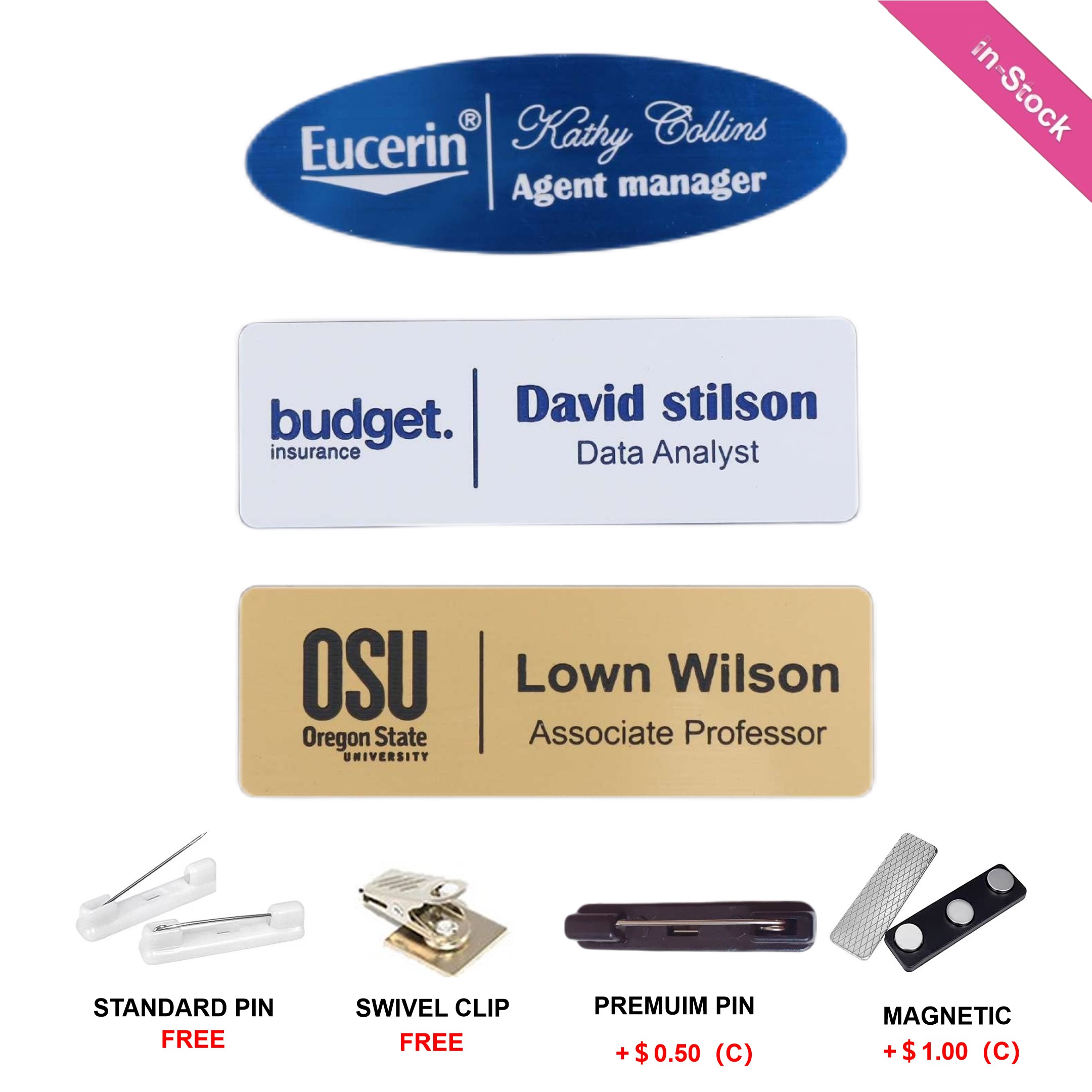 Laser Engraved Double-layers Plastic Name Badge (3"x 1") 2