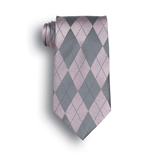 Pink Grey Argyle Silk Tie 2