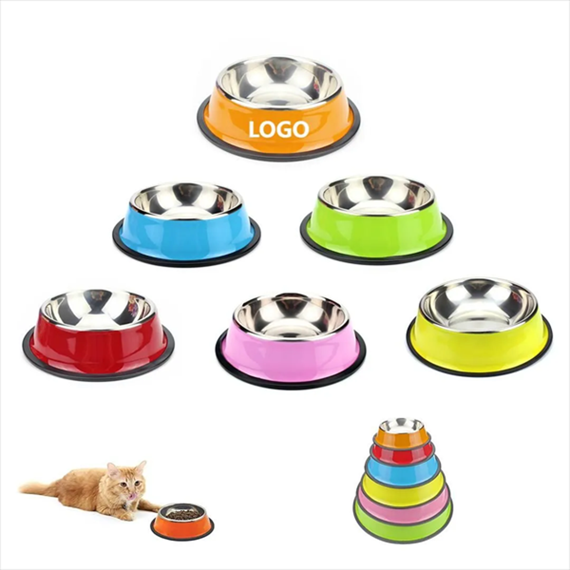 Stainless Steel Dog Bowl With Rubber Base 5