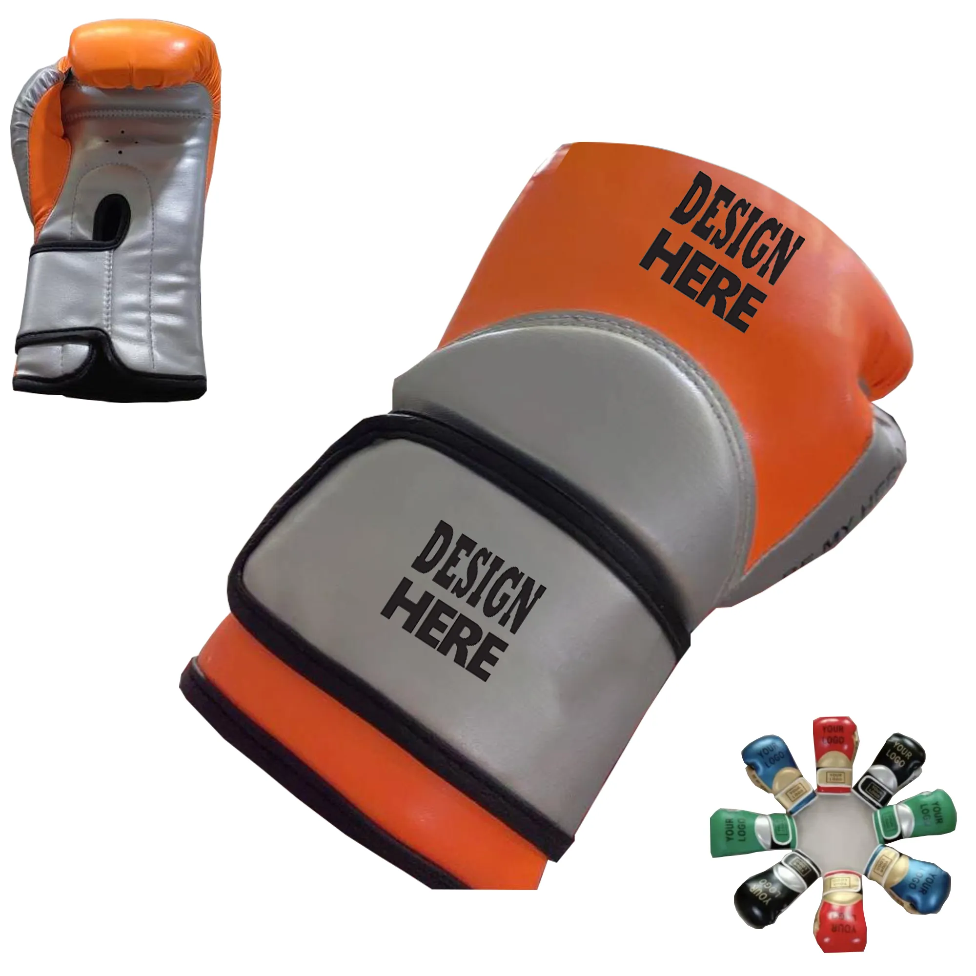 Custom 12 OZ PU Leather Adult Boxing Gloves-Full Color Logo 2