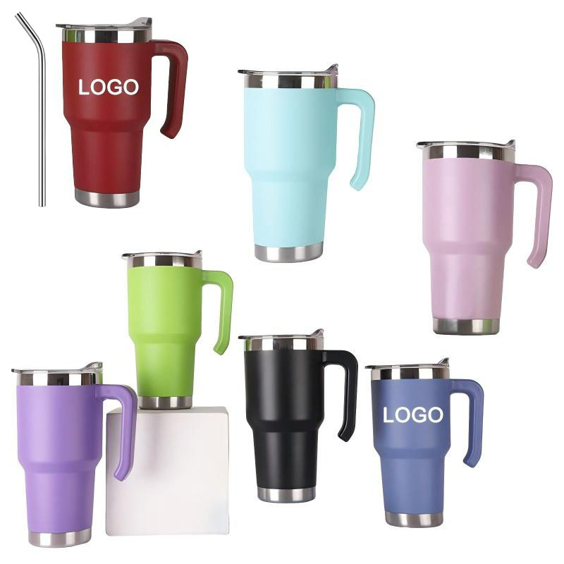 30 oz Stainless Steel Tumbler W/ Straw & Lid 11