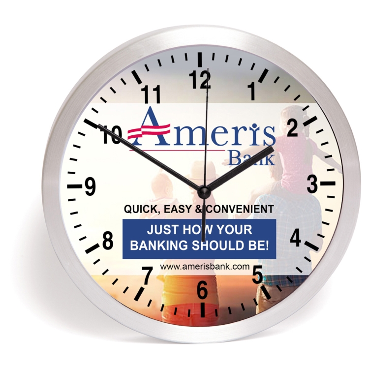 "Balance" 10" Brushed Metal Wall Clock with Glass Lens 3