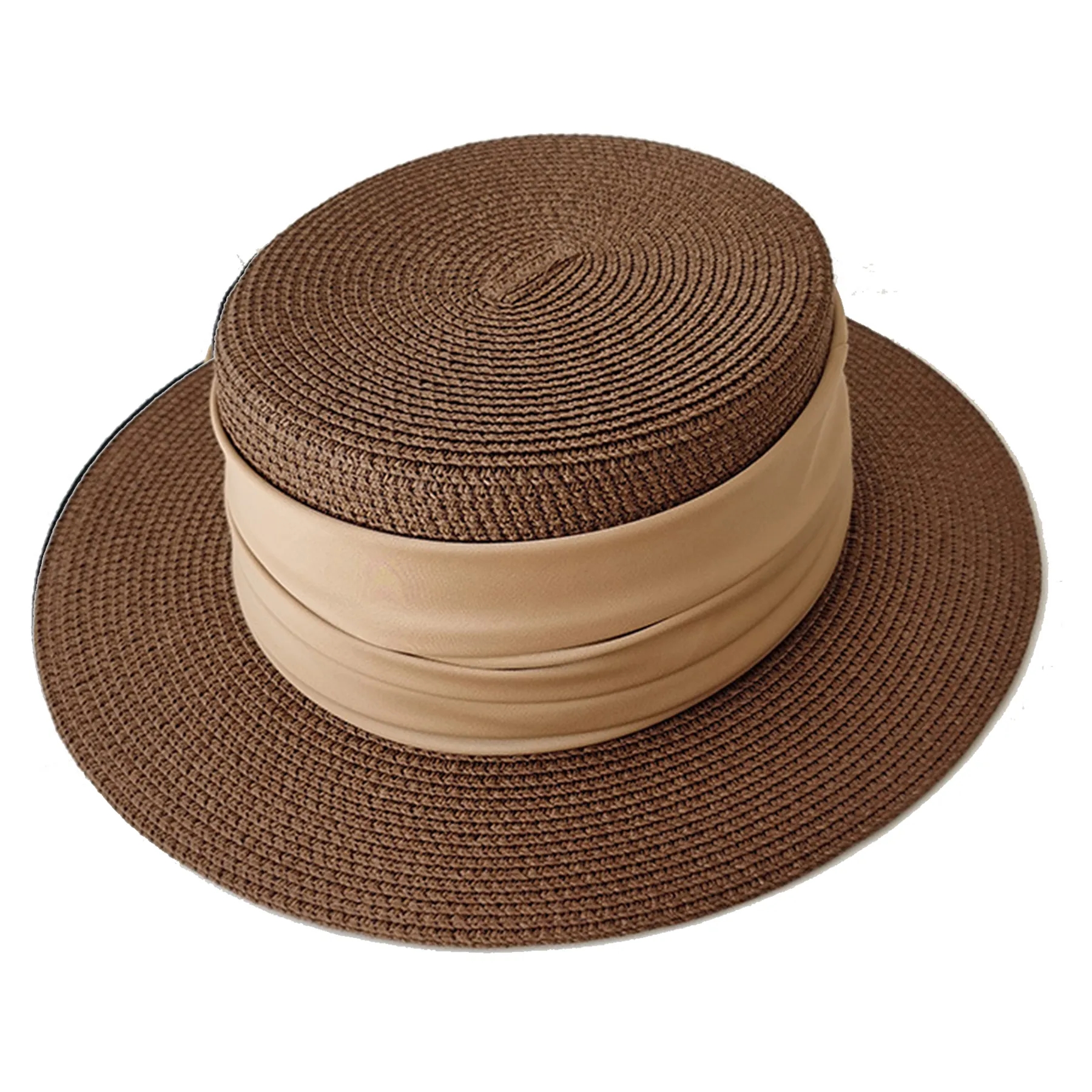 Jute Summer Sun Protection Flat Brim Hat 7