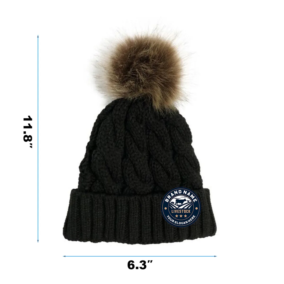 Women Winter Pompom Beanie Hat with Warm Fleece Lined 2
