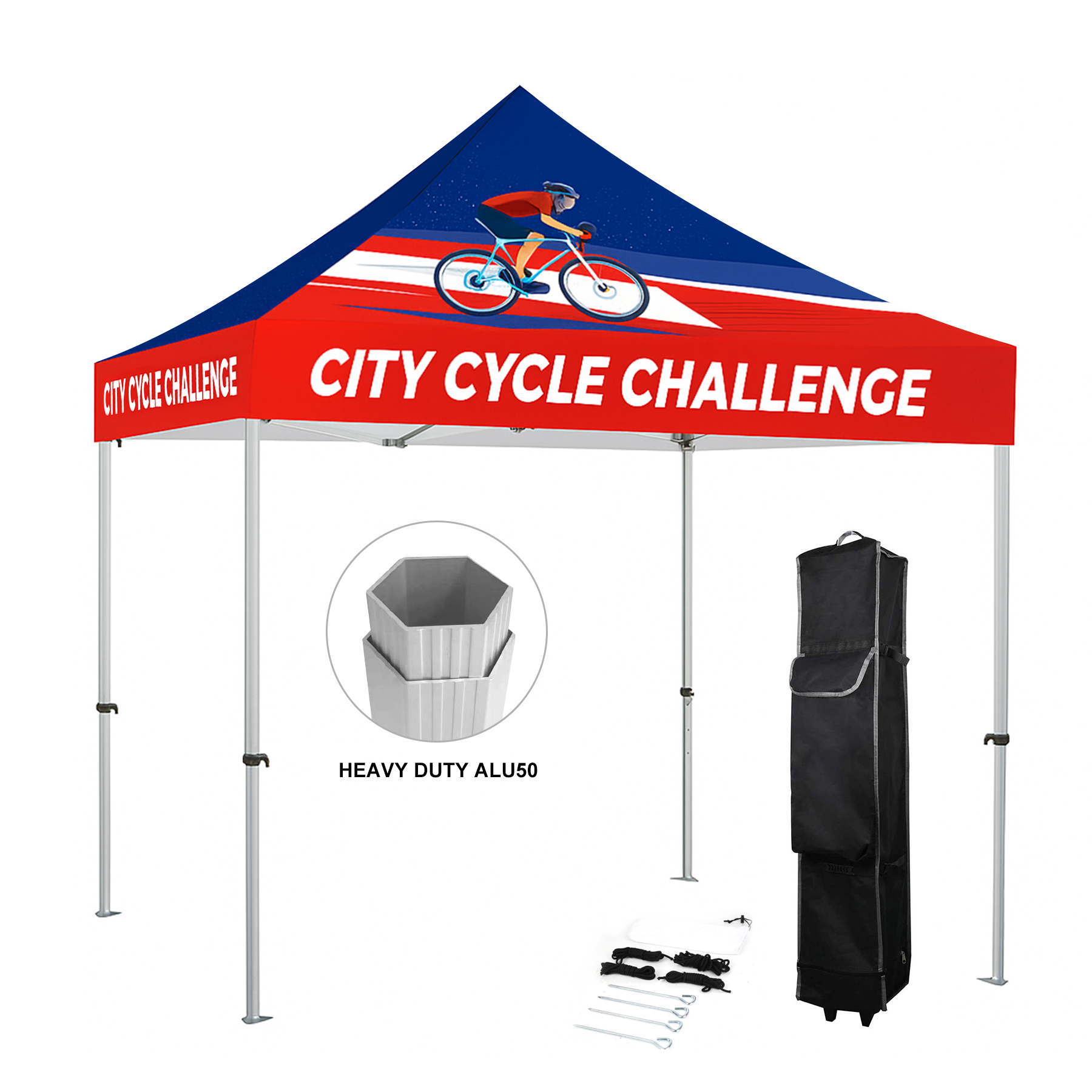 10x10' Deluxe 50mm Hex Aluminum Frame w/Dye Sublimation Canopy 1