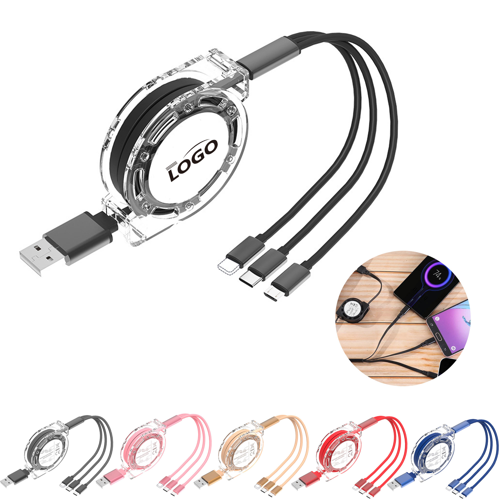3 in 1 Multi USB Retractable Charger 4