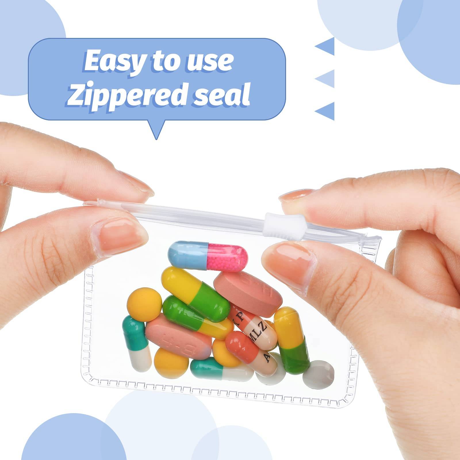 Clear Plastic Pill Pouch Travel Bag Zippered 6