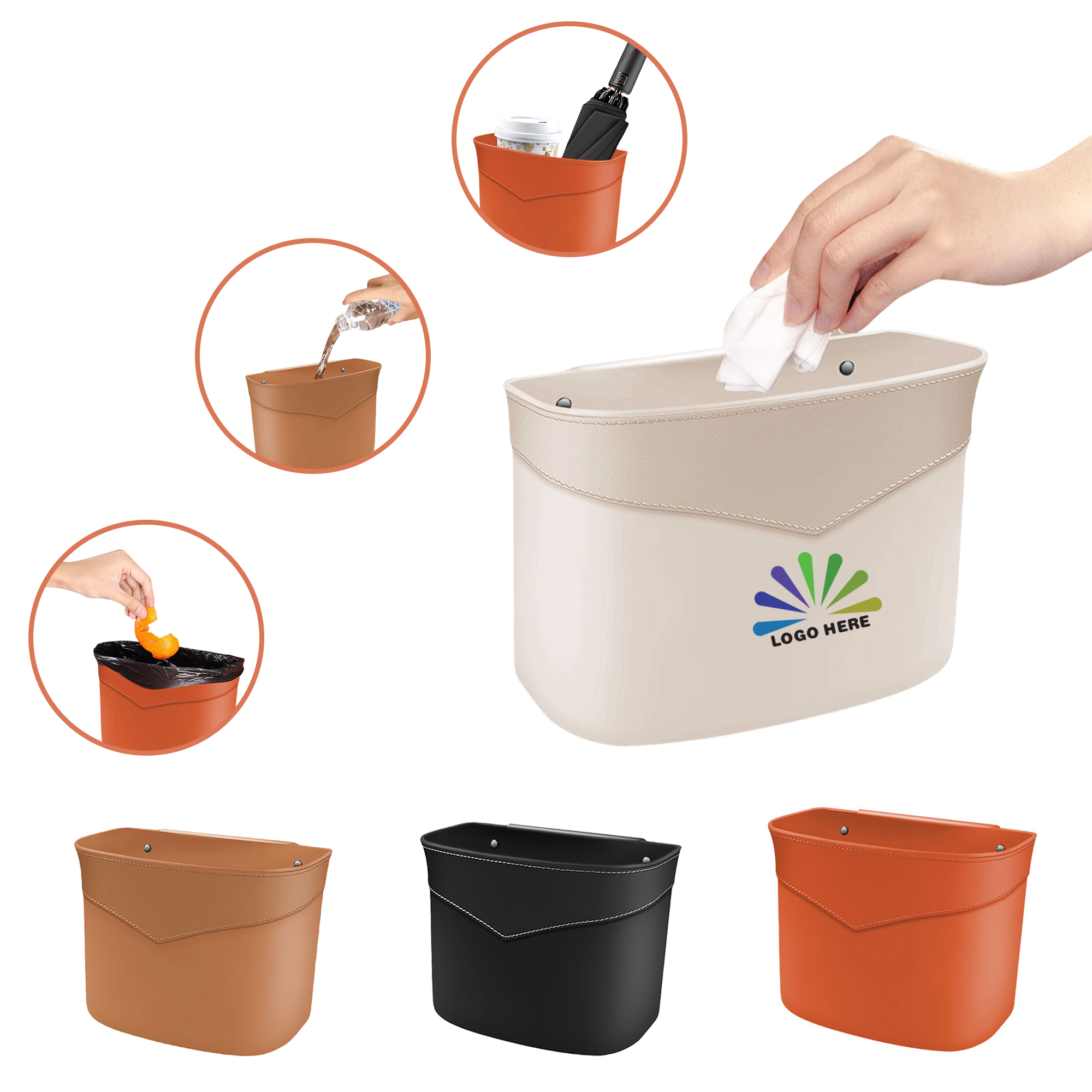 Automobile Leather Trash Garbage Bin 3
