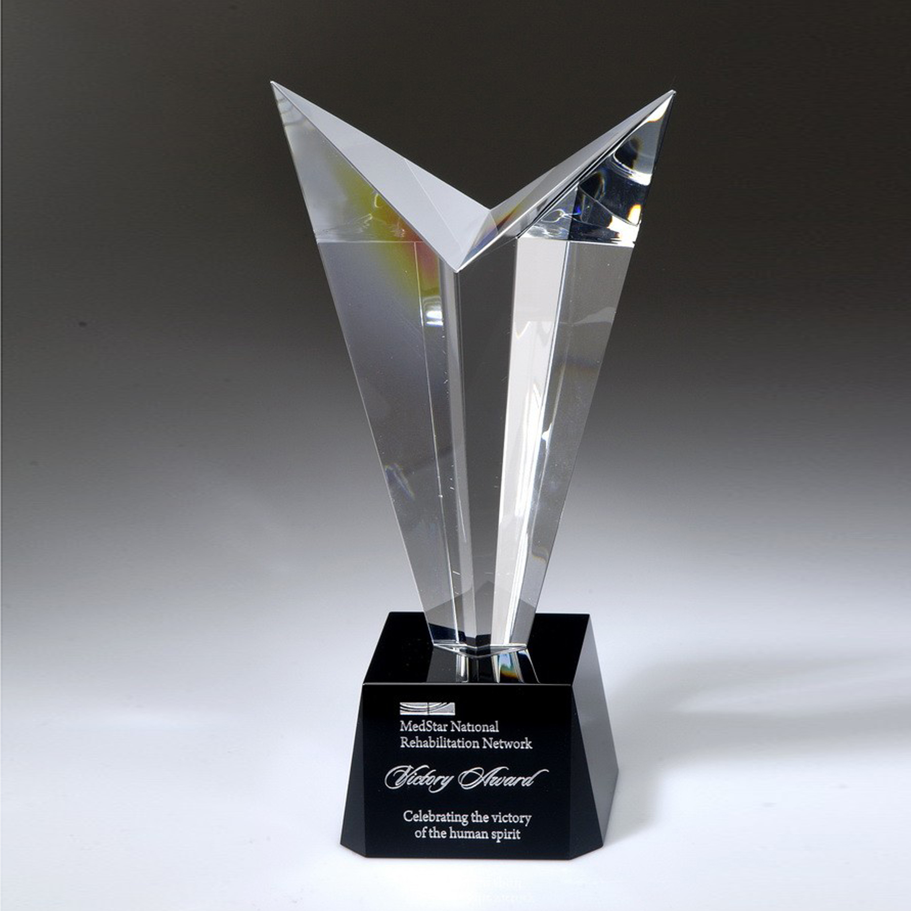10" Victory Crystal Award with Black Base 2