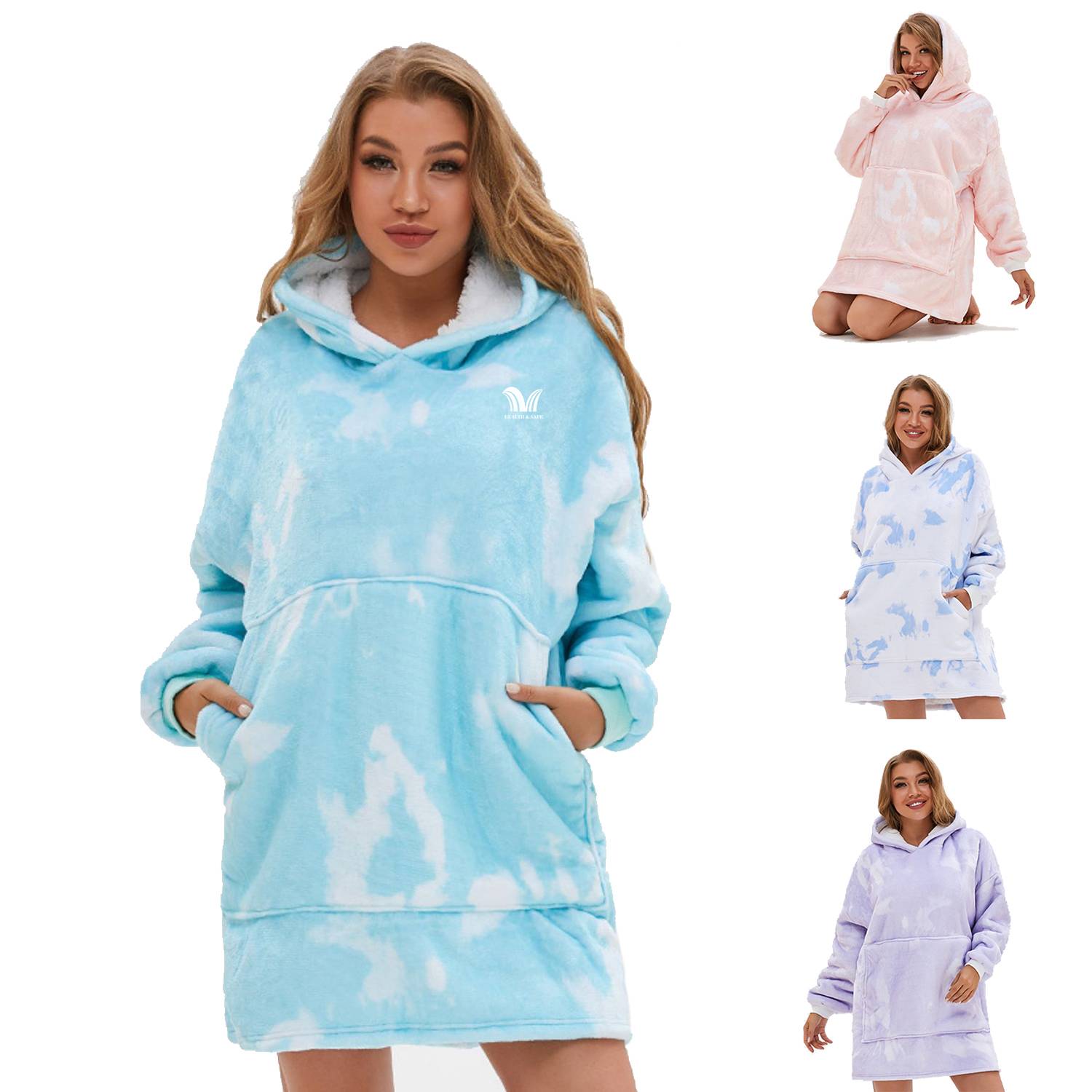 Oversized Microfiber & Sherpa Wearable Blanket 1
