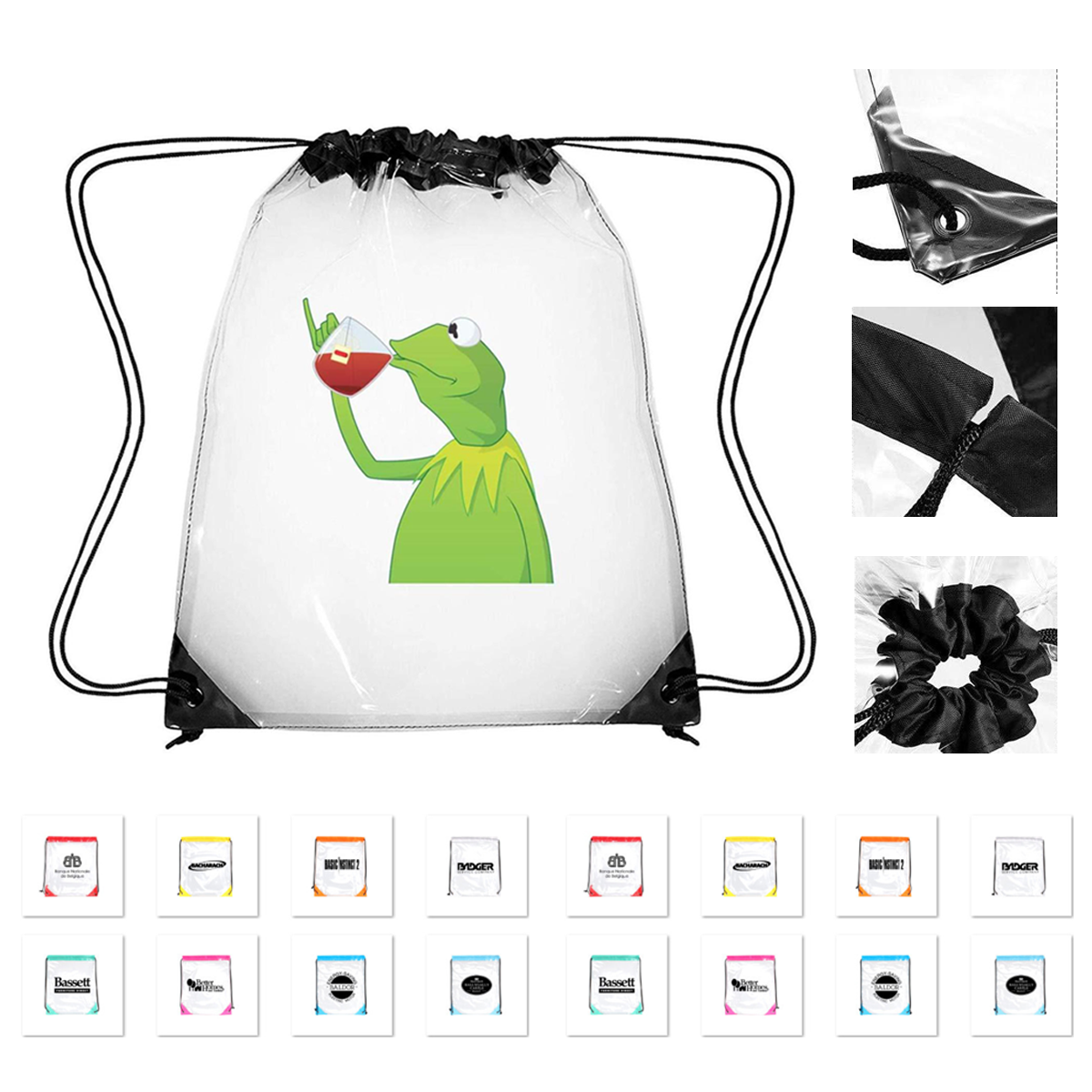 Transparent PVC backpack drawstring strap pocket 2