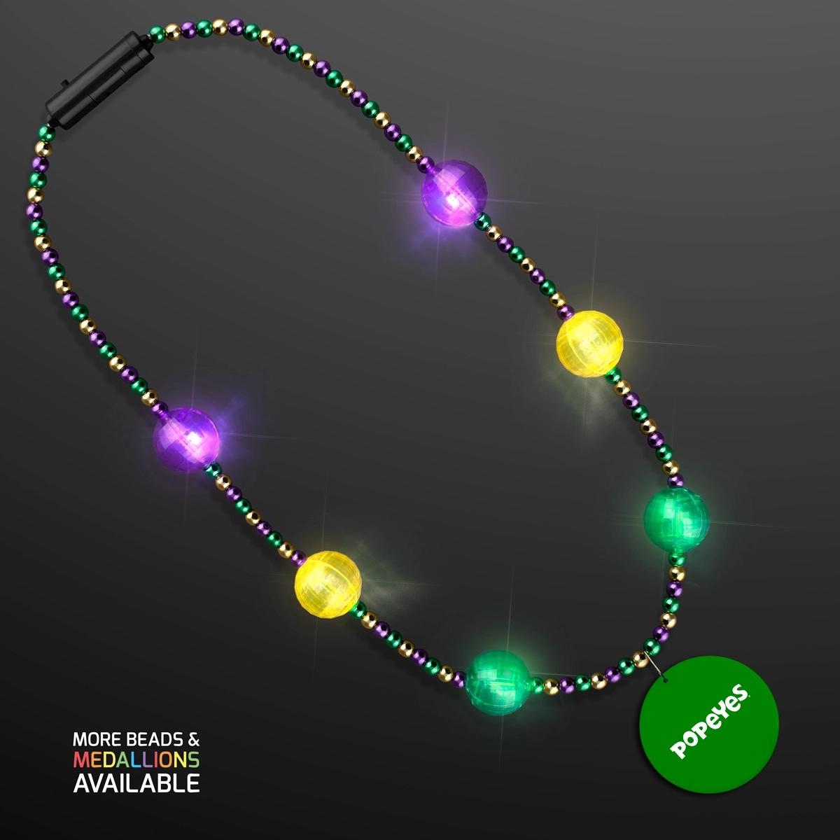 Mardi Gras Jewelry LED Beads Necklace with Medallion 7