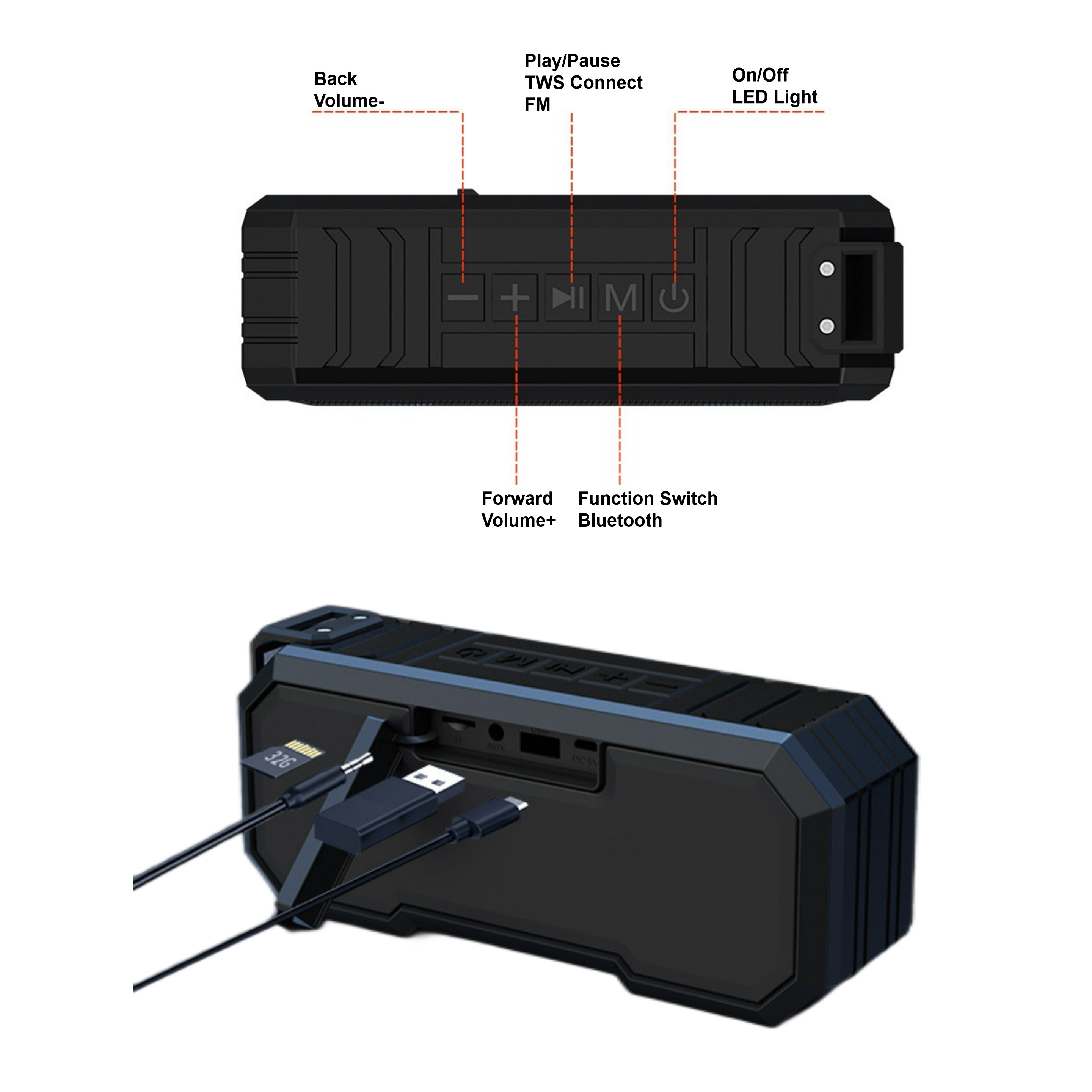 Waterproof Wireless Speaker w/ Charger (direct import) 2