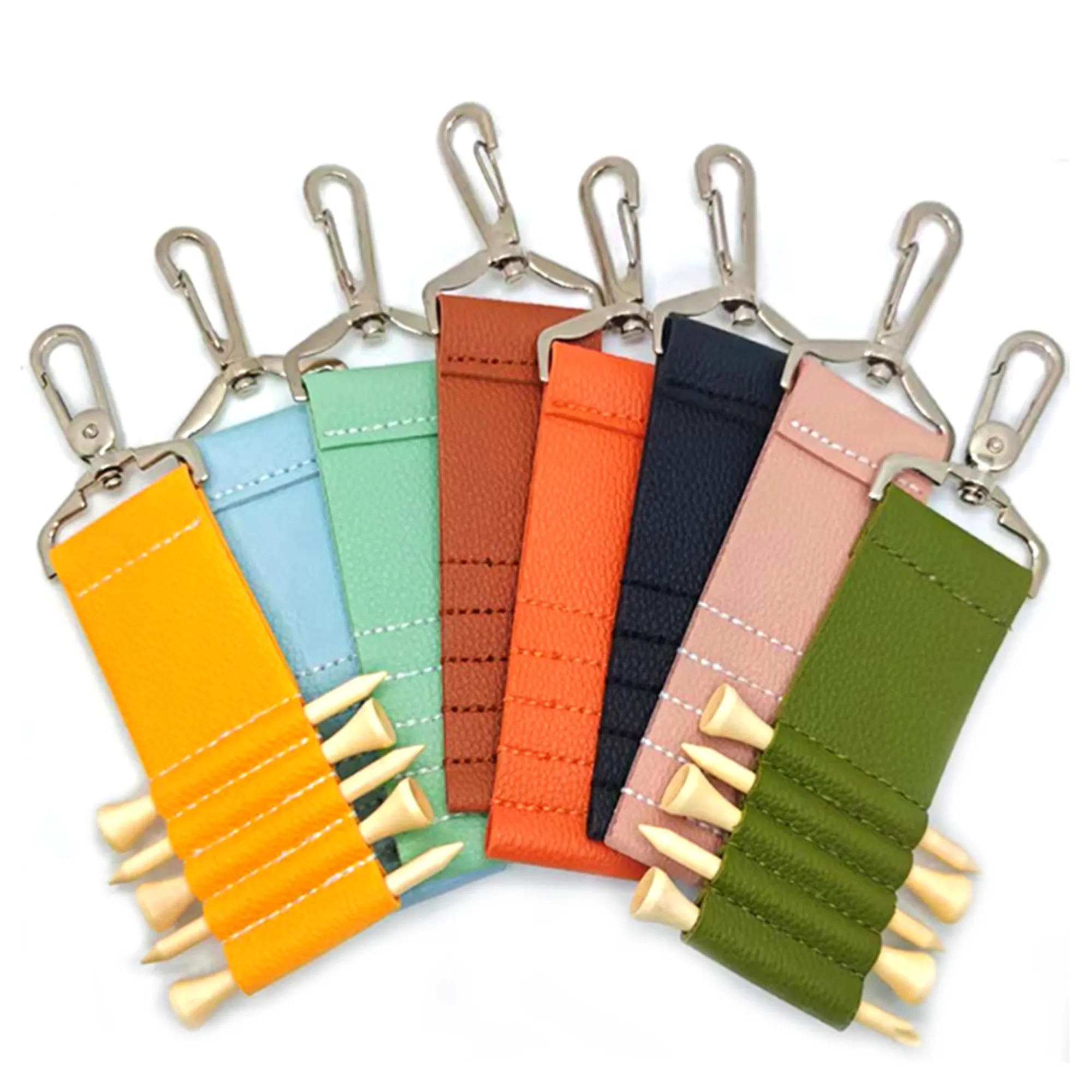 Leather Golf Tee Holder Keychain Carabiner 4