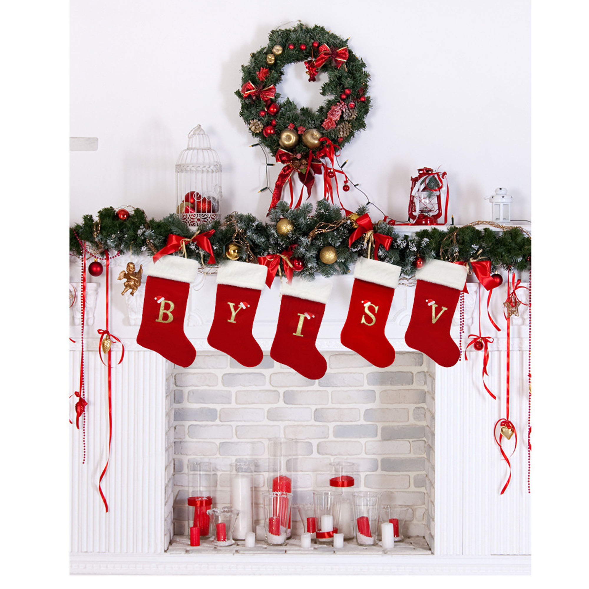 Premium Red Christmas Stockings with Personalized Letters 2