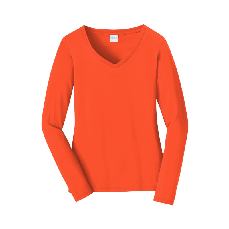 Port & Company Women's Long Sleeve Fan Favorite V-Neck Tee. 101