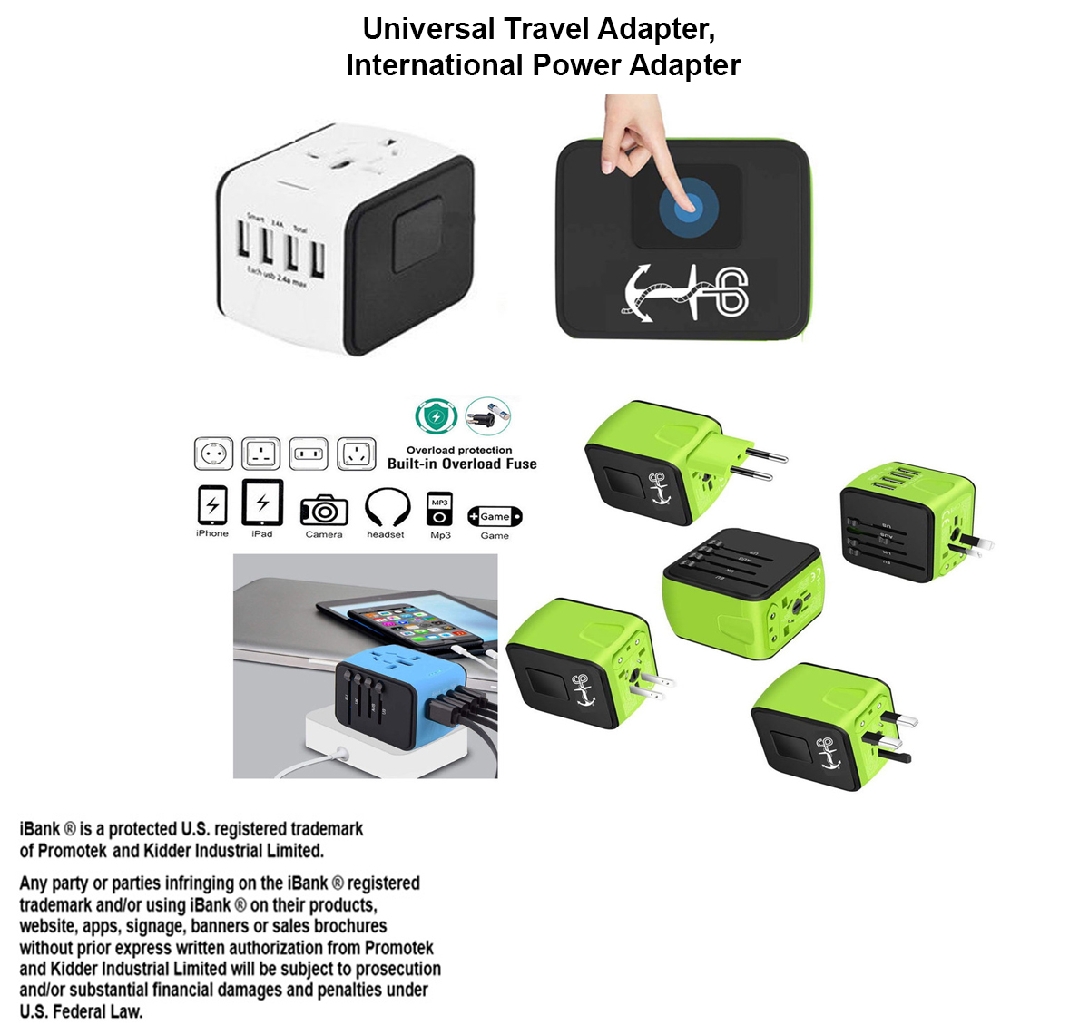 iBank ® Universal Travel Adapter, International Power Adapter 3