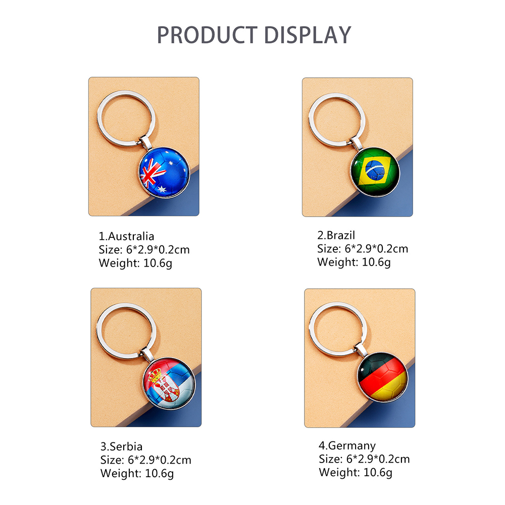 Qatar World Cup National Flag Football Glass Key Chain 4