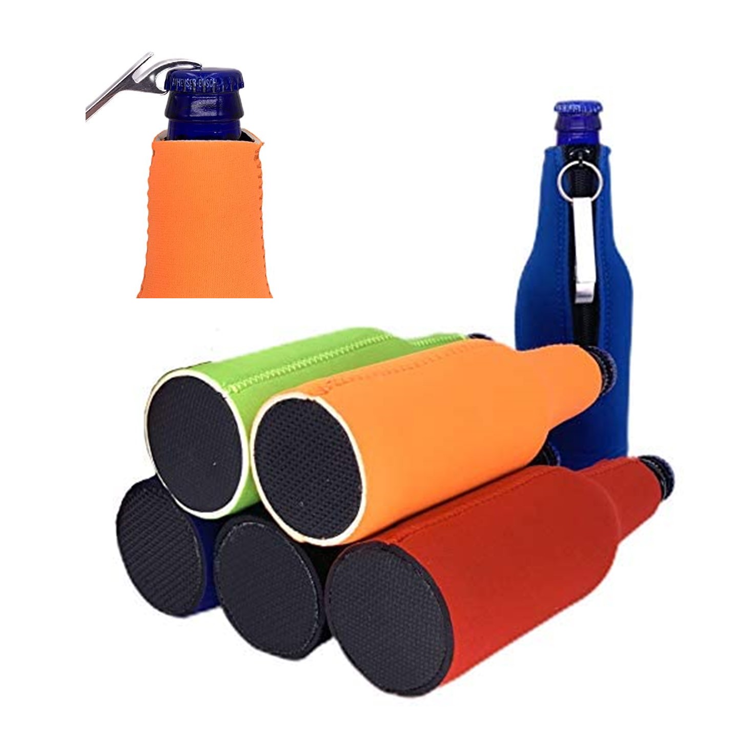 Zip-Up Bottle Coolie w/Opener 2