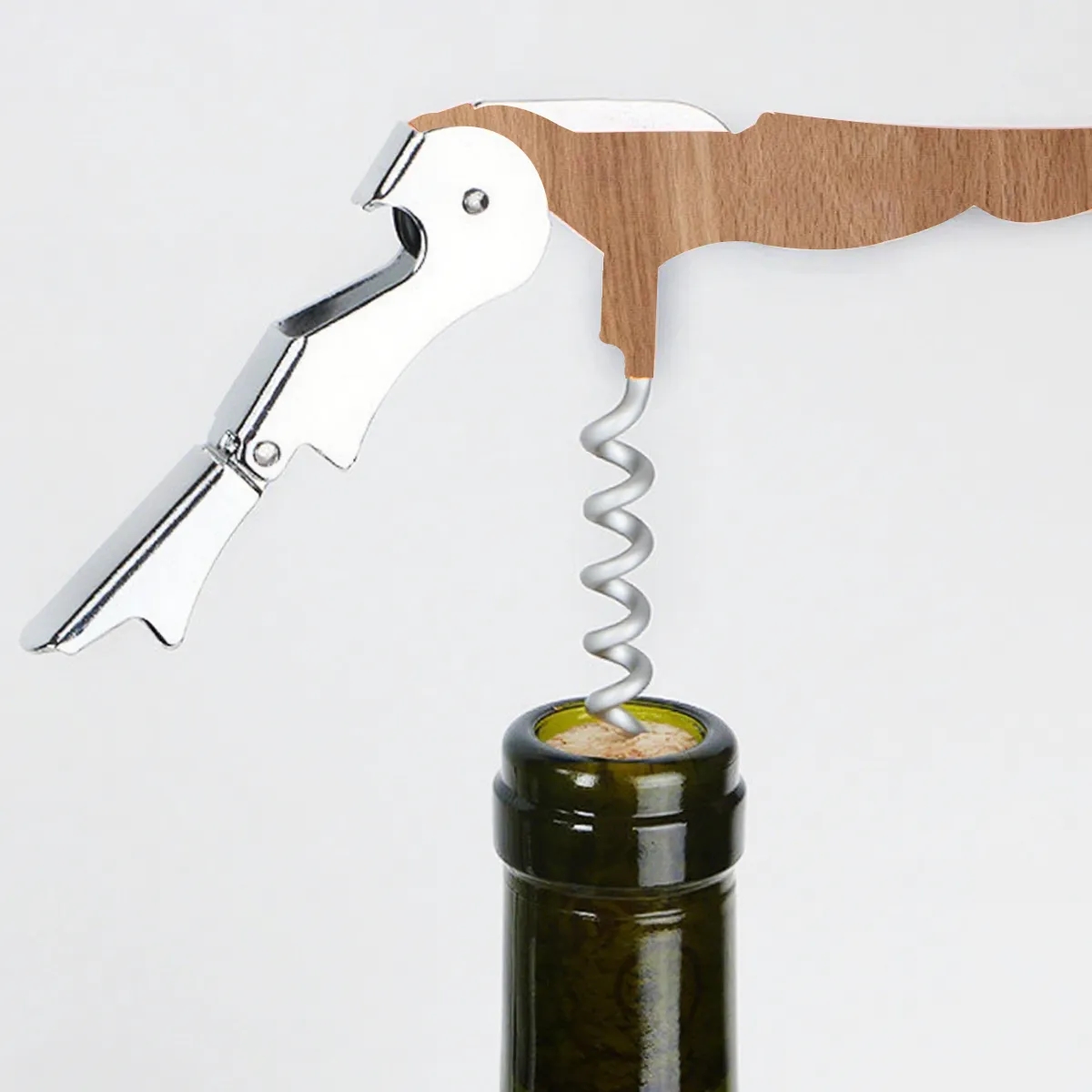 Professional Waiter's Corkscrew with Wood Handle 3