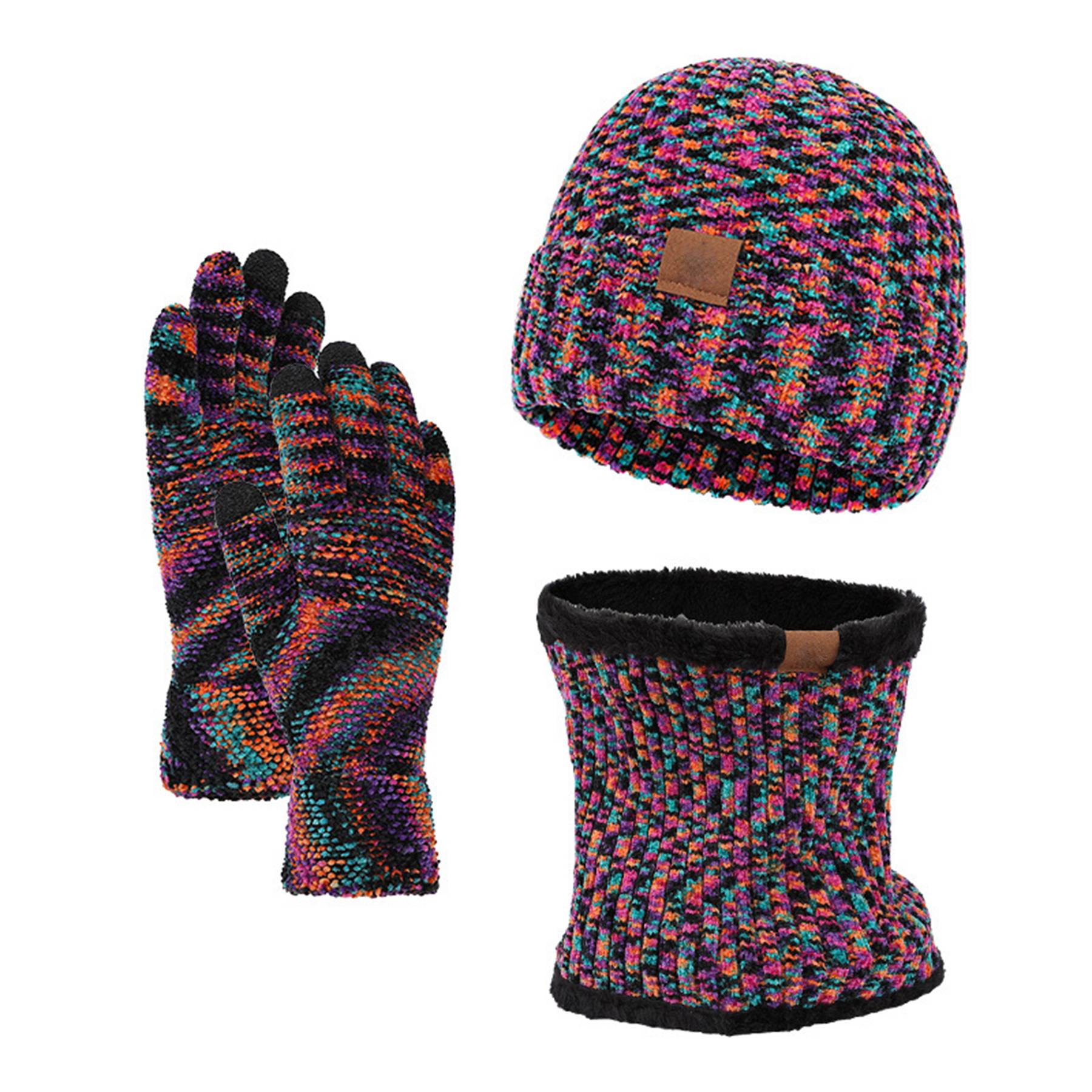 Winter Slouchy Beanie Knit Cap Touch Screen Gloves Scarves 6