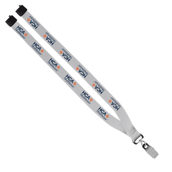 3/4" Polyester Lanyard with Sewn Silver Metal Split-Ring 91