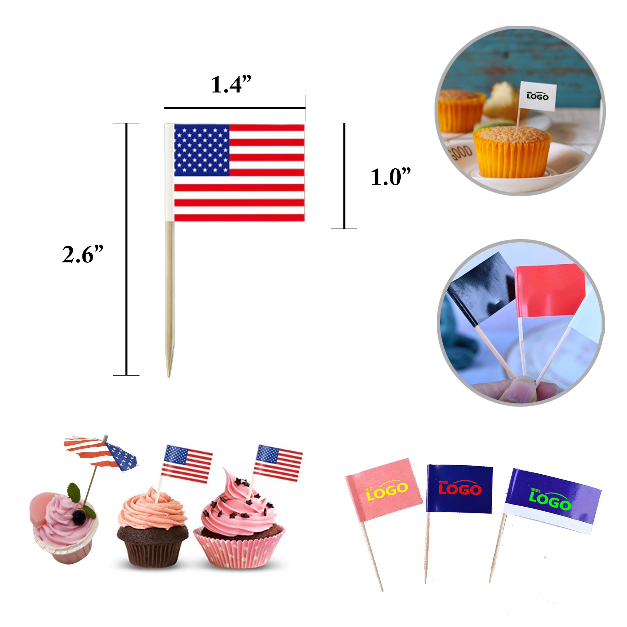 MOQ500 Custom Toothpick Flags In Various Shapes 1